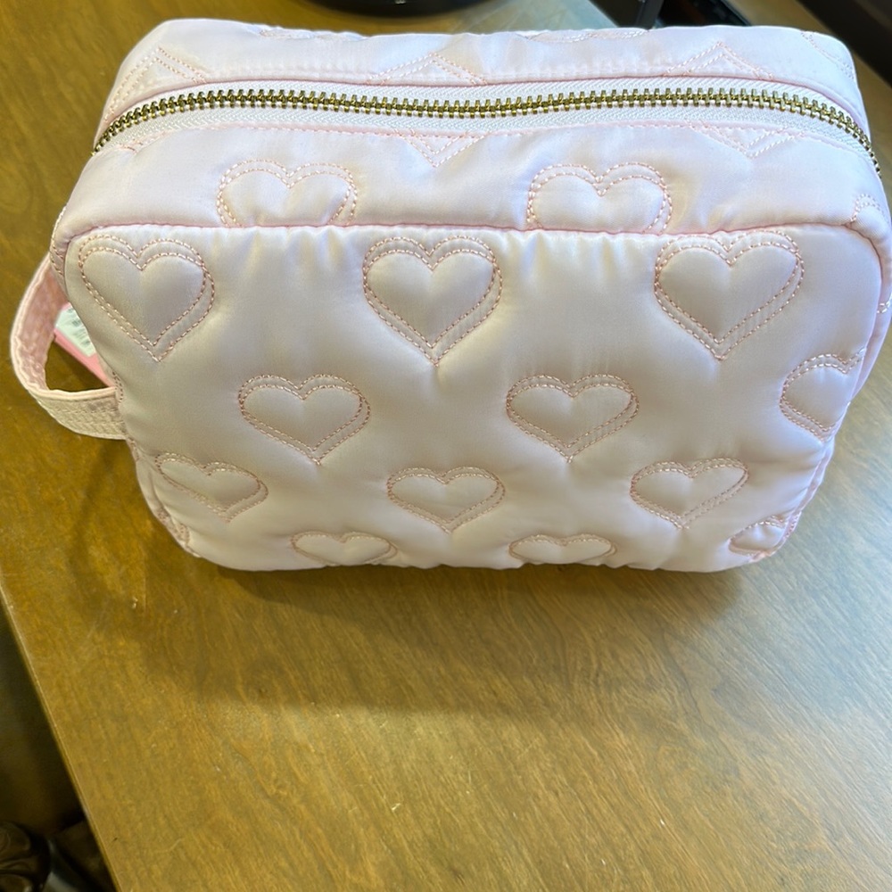 Pink heart pattern Stoney clover for target makeup travel case.